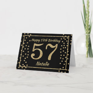 Tarjeta de cumpleaños número 57 con confeti de pur