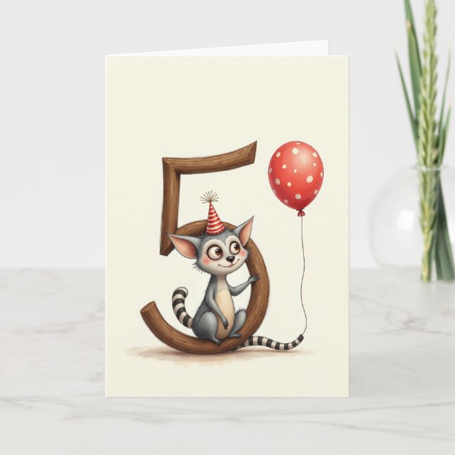 Tarjeta de cumpleaños número 5 del bosque (Anverso)