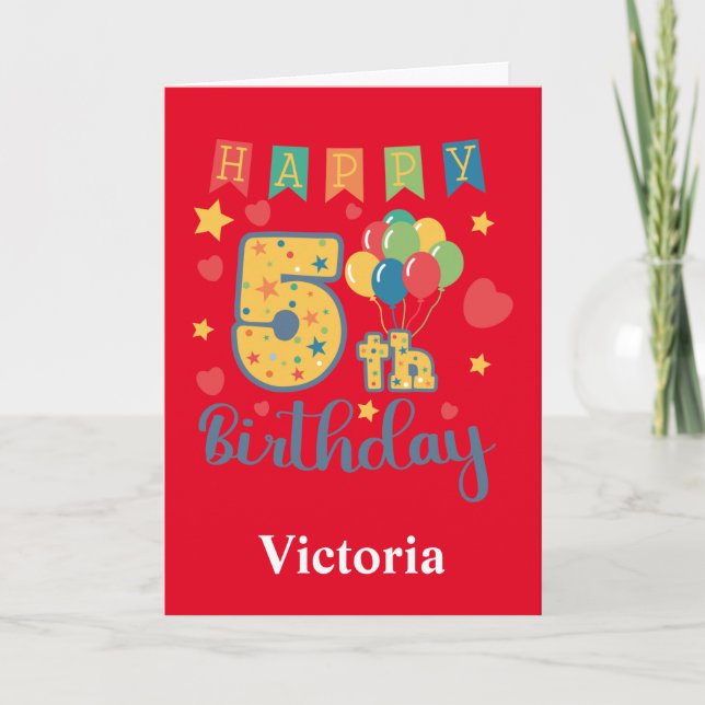 Tarjeta de cumpleaños número 5 feliz (Anverso)