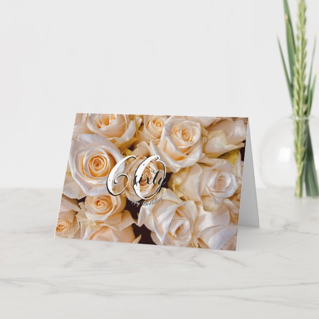 Tarjeta de cumpleaños número 60 de Floral de rosas (Anverso)