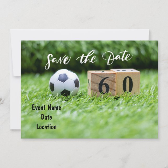 Tarjeta de cumpleaños número 60 de fútbol Guardar  (Anverso)