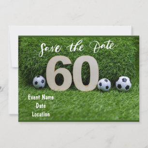 Tarjeta de cumpleaños número 60 de fútbol Guardar