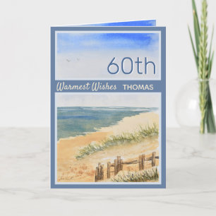Tarjeta de cumpleaños número 60 de Seashore Beach 