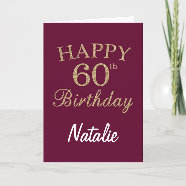 Tarjeta de cumpleaños número 60 del Purpurina de o (Anverso)