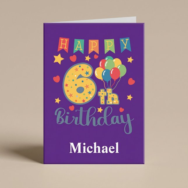 Tarjeta de cumpleaños número 6 feliz (Subido por el creador)