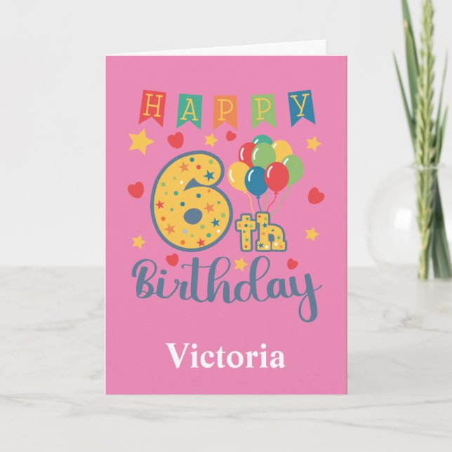 Tarjeta de cumpleaños número 6 feliz (Anverso)