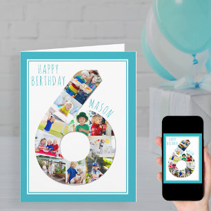 Tarjeta de cumpleaños número 6 para niño