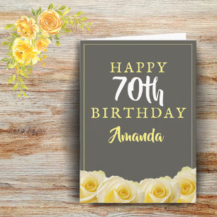 Tarjeta de cumpleaños número 70 de la flor rosa am