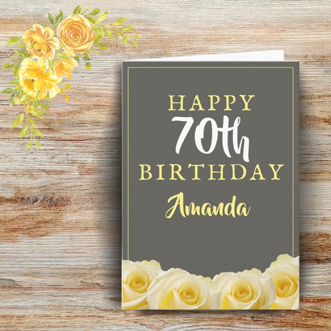 Tarjeta de cumpleaños número 70 de la flor rosa am (Subido por el creador)