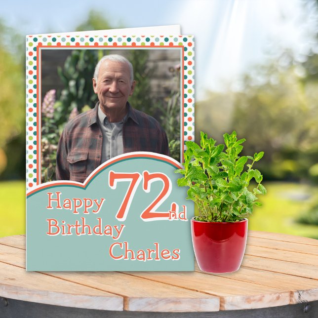 Tarjeta de cumpleaños número 72 con una foto (Subido por el creador)