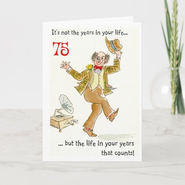 Tarjeta de cumpleaños número 75 'Vida en tus años' (Anverso)