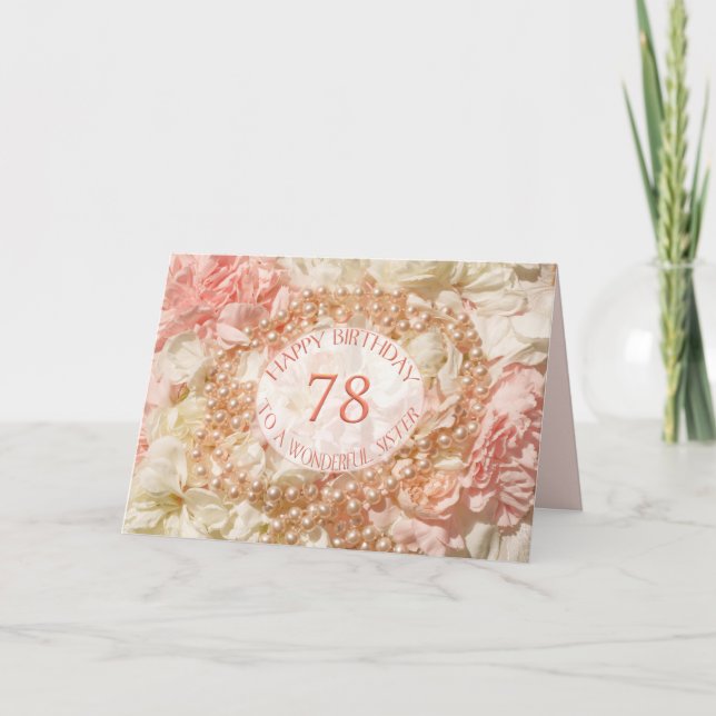 Tarjeta de cumpleaños número 78 para hermana, perl (Anverso)