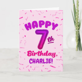 Tarjeta de cumpleaños número 7 con nombre personal