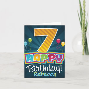 Tarjeta de cumpleaños número 7 de niño - Globos