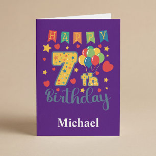 Tarjeta de cumpleaños número 7 feliz