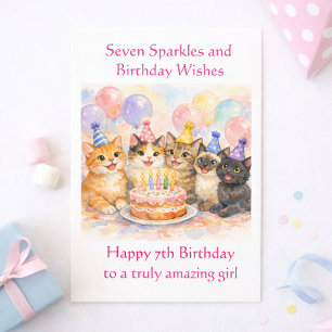 Tarjeta de cumpleaños número 7 para niñas Fiesta F