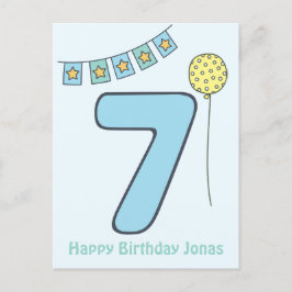 Tarjeta de cumpleaños número 7 para niños, linda y
