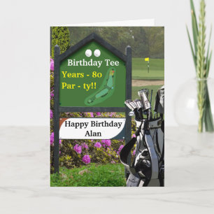 Tarjeta de cumpleaños número 80 de golf - "Tee de
