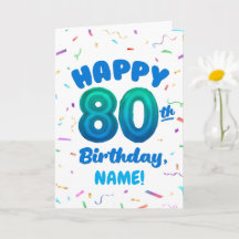 Tarjeta de cumpleaños número 80 personalizada con
