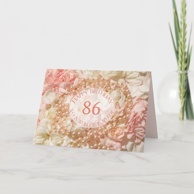 Tarjeta de cumpleaños número 86 para hermana, perl (Anverso)