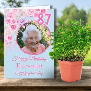 Tarjeta de cumpleaños número 87 con una foto flora