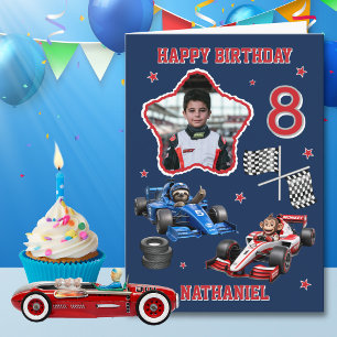 Tarjeta de cumpleaños número 8 con foto de perezos