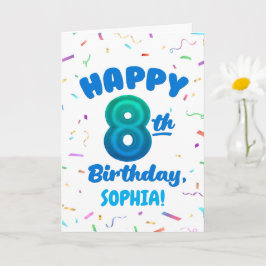 Tarjeta de cumpleaños número 8 con nombre personal