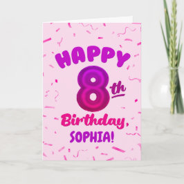 Tarjeta de cumpleaños número 8 con nombre personal