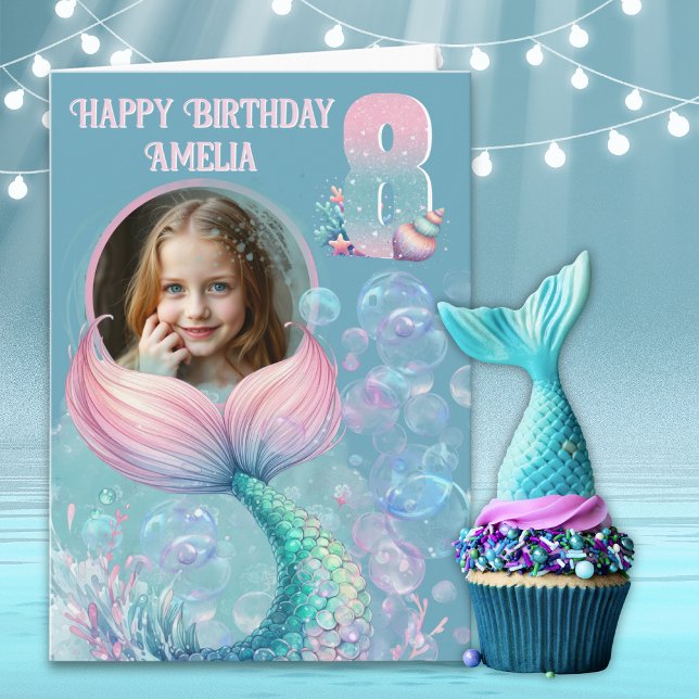 Tarjeta de cumpleaños número 8 de cola de sirena c (Subido por el creador)