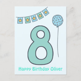 Tarjeta de cumpleaños número 8 para niños, bonita 
