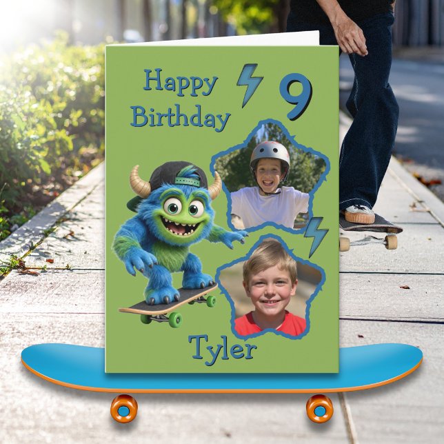 Tarjeta de cumpleaños número 9 de Monstruo en mono (Subido por el creador)