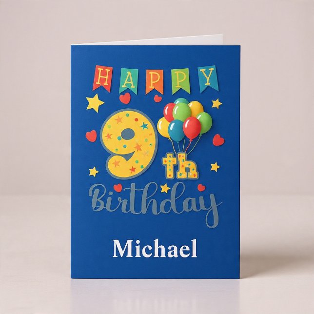Tarjeta de cumpleaños número 9 feliz (Subido por el creador)