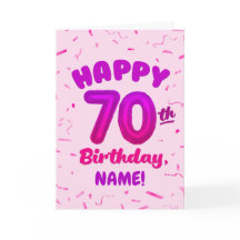 Tarjeta de cumpleaños número globo 70 nombre perso