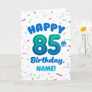 Tarjeta de cumpleaños número globo 85 con nombre p