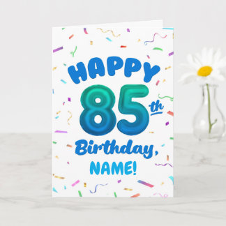 Tarjeta de cumpleaños número globo 85 con nombre p