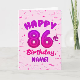 Tarjeta de cumpleaños número globo 86 con nombre p