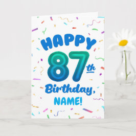Tarjeta de cumpleaños número globo 87 con nombre p