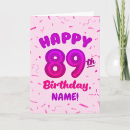 Tarjeta de cumpleaños número globo 89 con nombre p