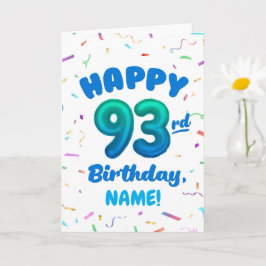 Tarjeta de cumpleaños número globo 93 con nombre p