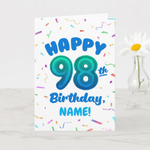 Tarjeta de cumpleaños número globo 98 nombre perso
