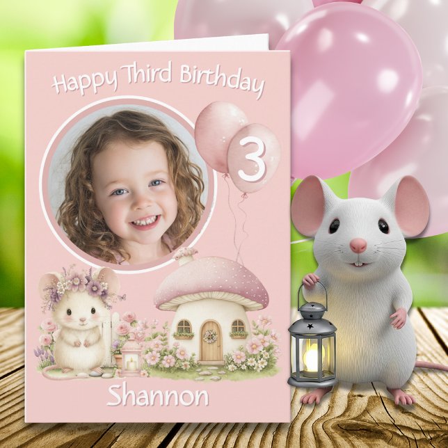 Tarjeta de cumpleaños número tres del ratón con un (Subido por el creador)