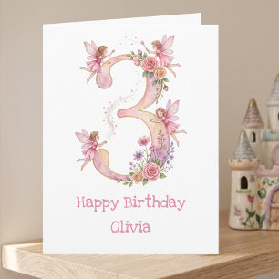 Tarjeta de cumpleaños número tres niñas 3er cumple