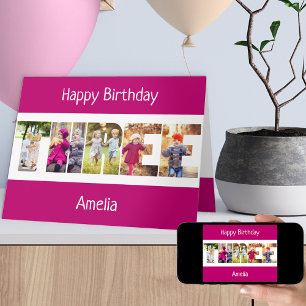 Tarjeta de cumpleaños número tres para niñas con l