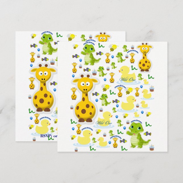 Tarjeta de cumpleaños número uno para un pequeño s (Anverso / Reverso)