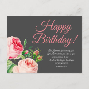 Tarjeta de cumpleaños Números 6:24-26 con flores