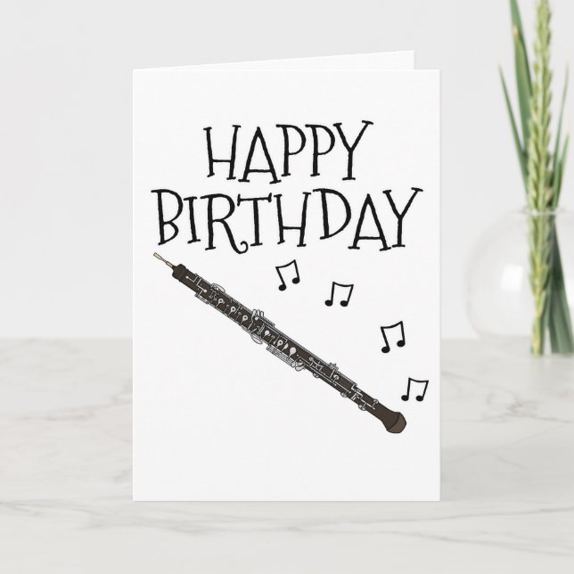 Tarjeta de cumpleaños Oboe Músico de Woodwind (Anverso)