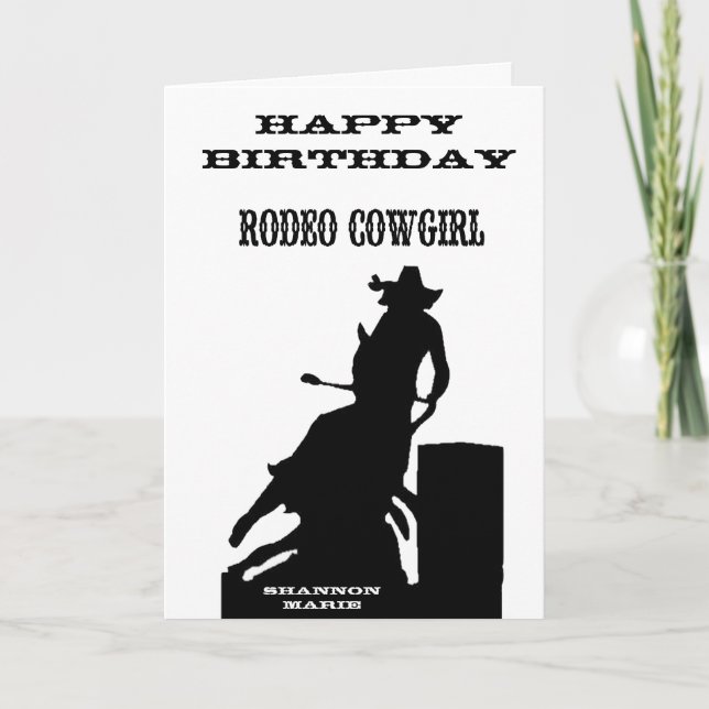 Tarjeta de cumpleaños occidental "Rodeo Cowgirl" (Anverso)