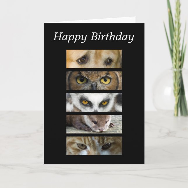 Tarjeta de cumpleaños - Ojos de animales (Anverso)