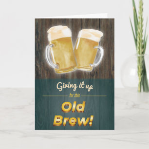 Tarjeta de cumpleaños "Old Brew" Punny Beer Wood