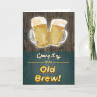 Tarjeta de cumpleaños "Old Brew" Punny Beer Wood